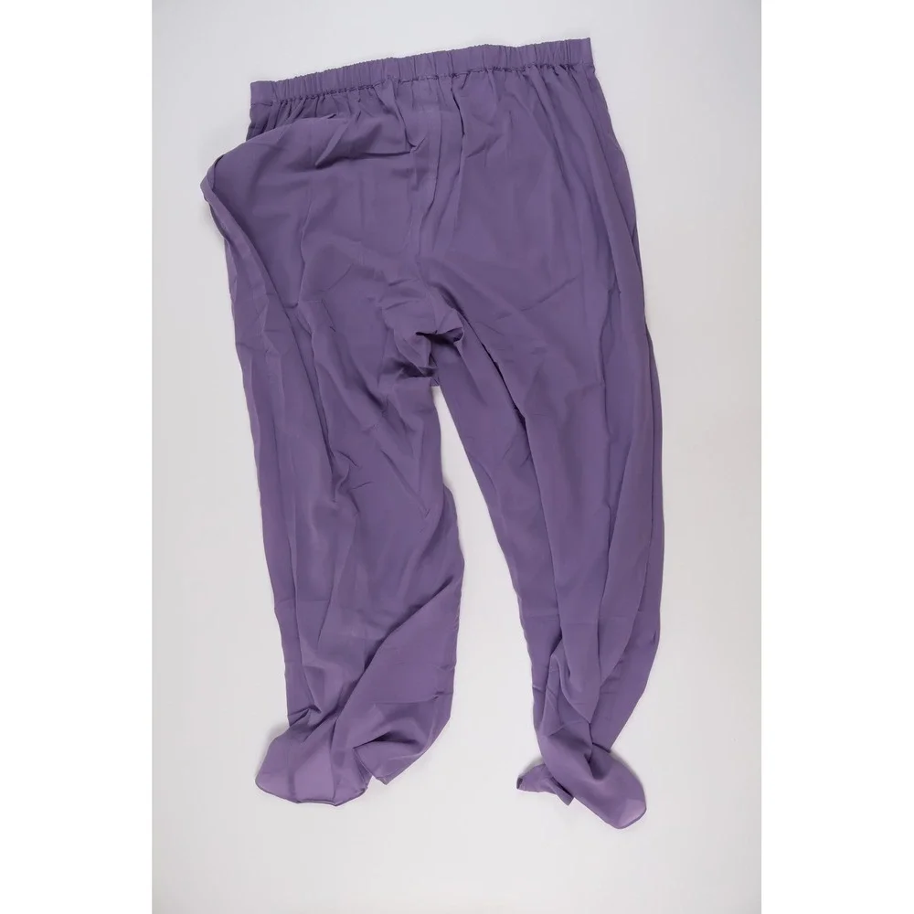 Midnight Velvet Pant Set Tunic Rhinestone Fringe Purple XL NEW